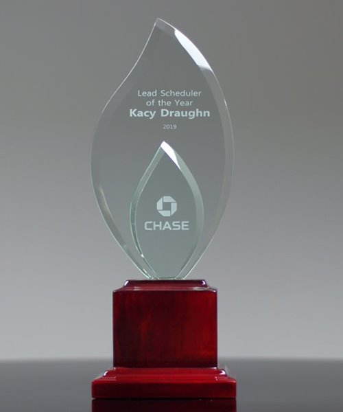 Glass Double Frame Award on Rosewood Stand