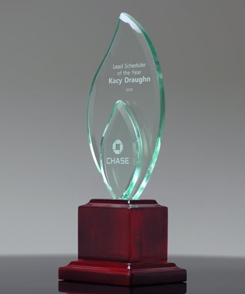 Glass Double Frame Award on Rosewood Stand