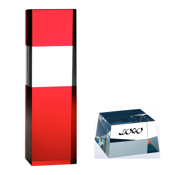 Red / Clear Column Optic Crystal Award.