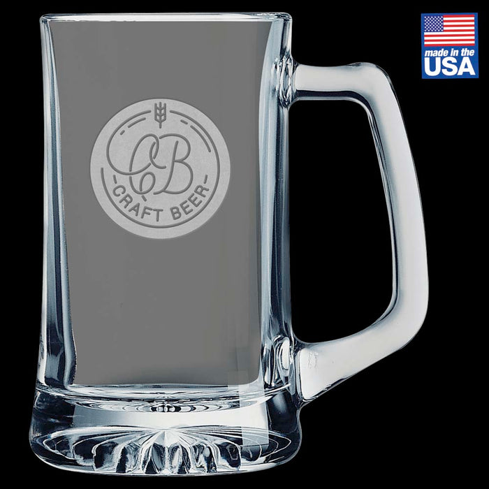 14 Oz. Glass Beer Mug with Handle-Made in USA