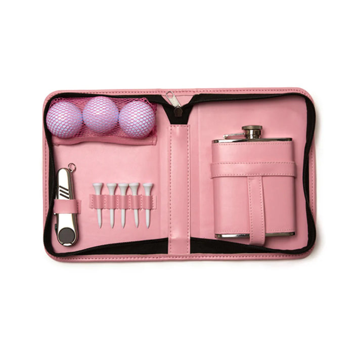 Leather Golf and Flask Carry Kit.