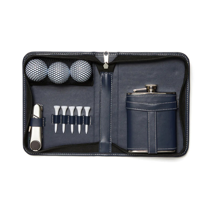 Leather Golf and Flask Carry Kit.