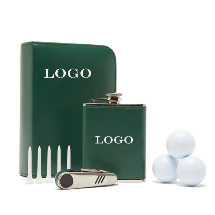 Leather Golf and Flask Carry Kit.