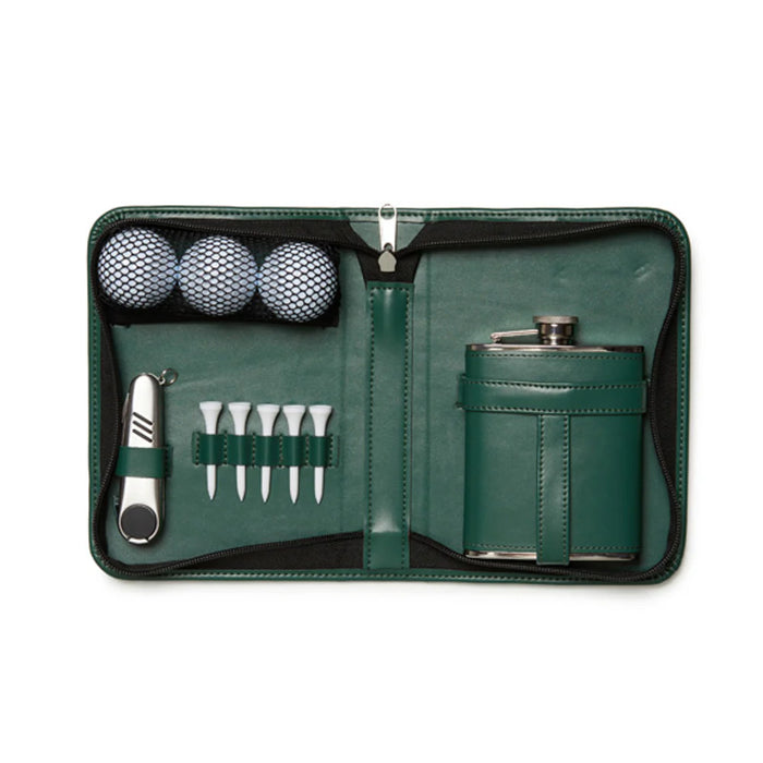 Leather Golf and Flask Carry Kit.