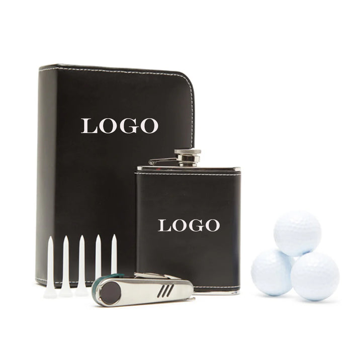 Leather Golf and Flask Carry Kit.