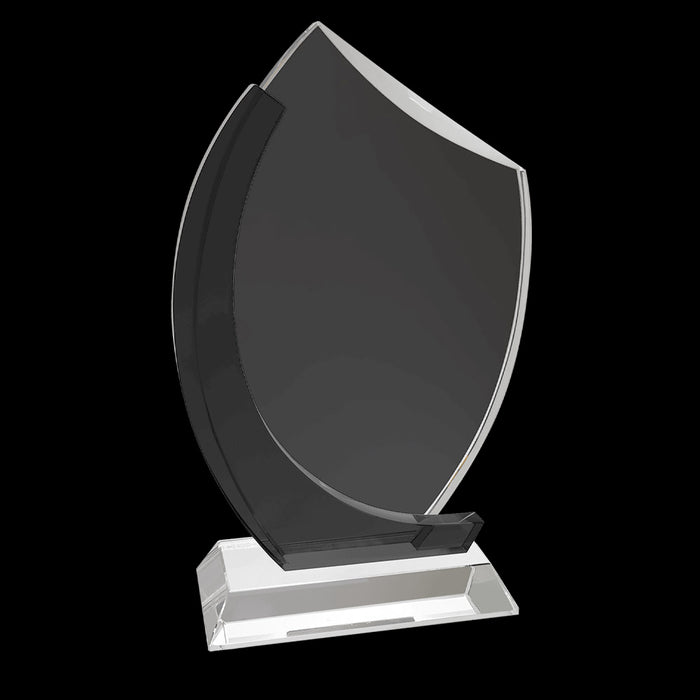 Slanted Oval Black / Clear Crystal Award on Clear Base