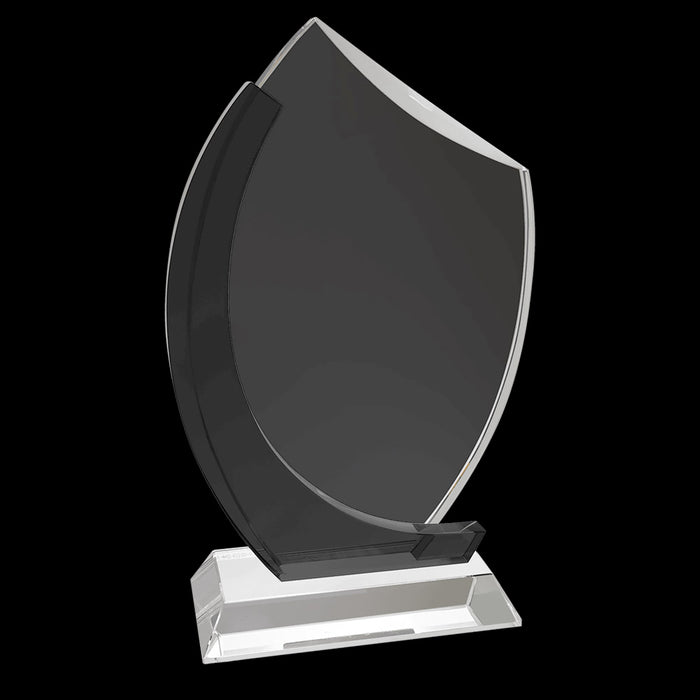 Slanted Oval Black / Clear Crystal Award on Clear Base